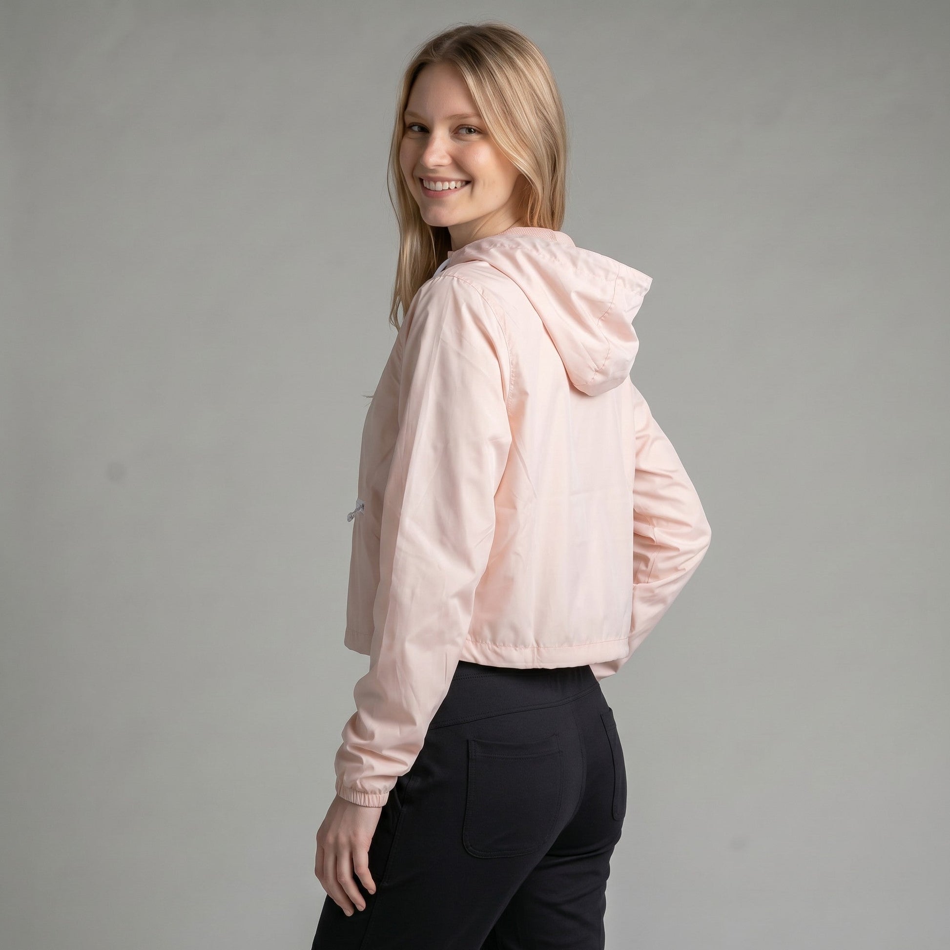 womens blush crop windbreaker