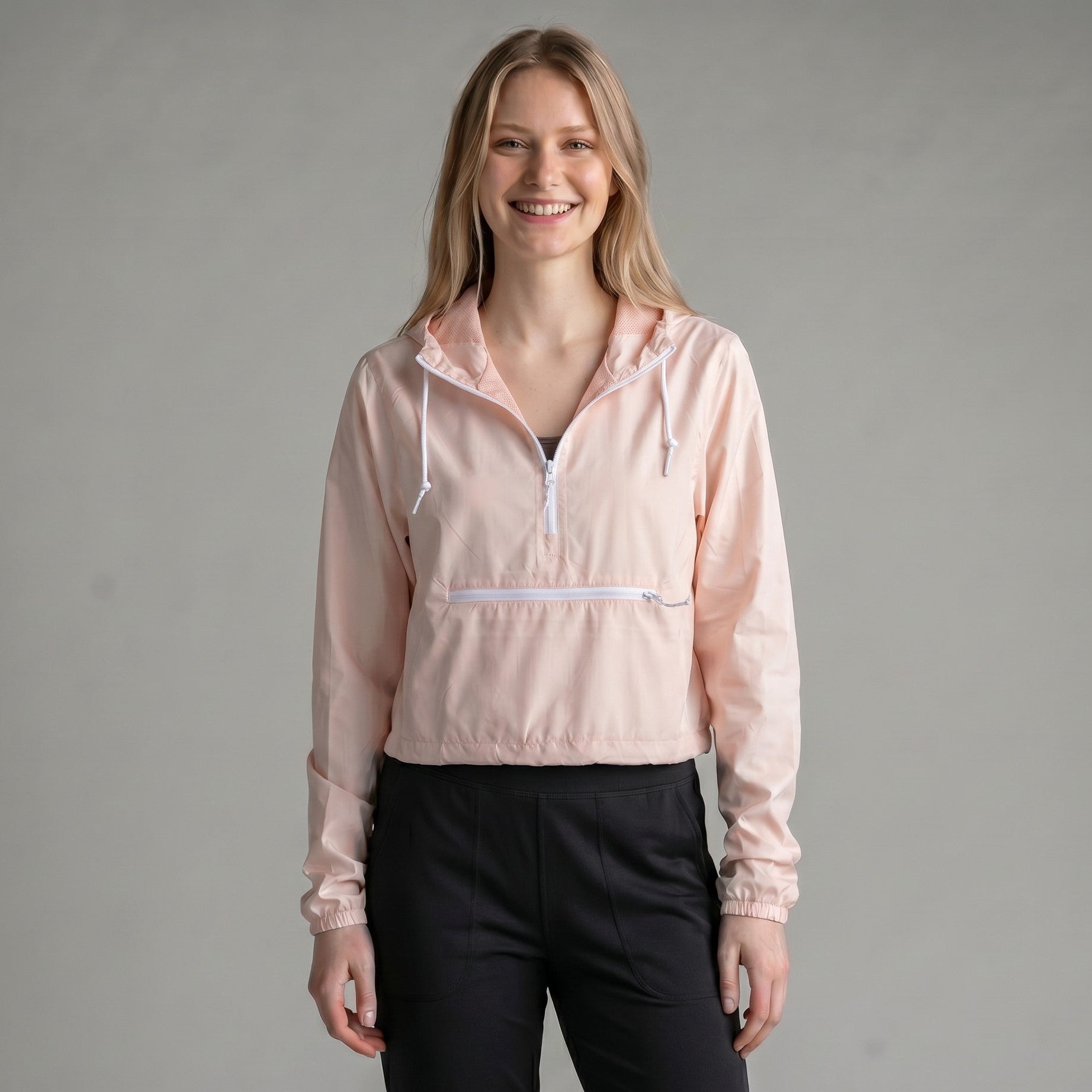 womens blush crop windbreaker