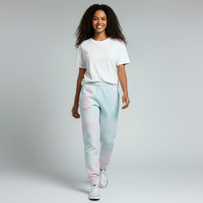 womens cotton candy tie dye fleece joggers