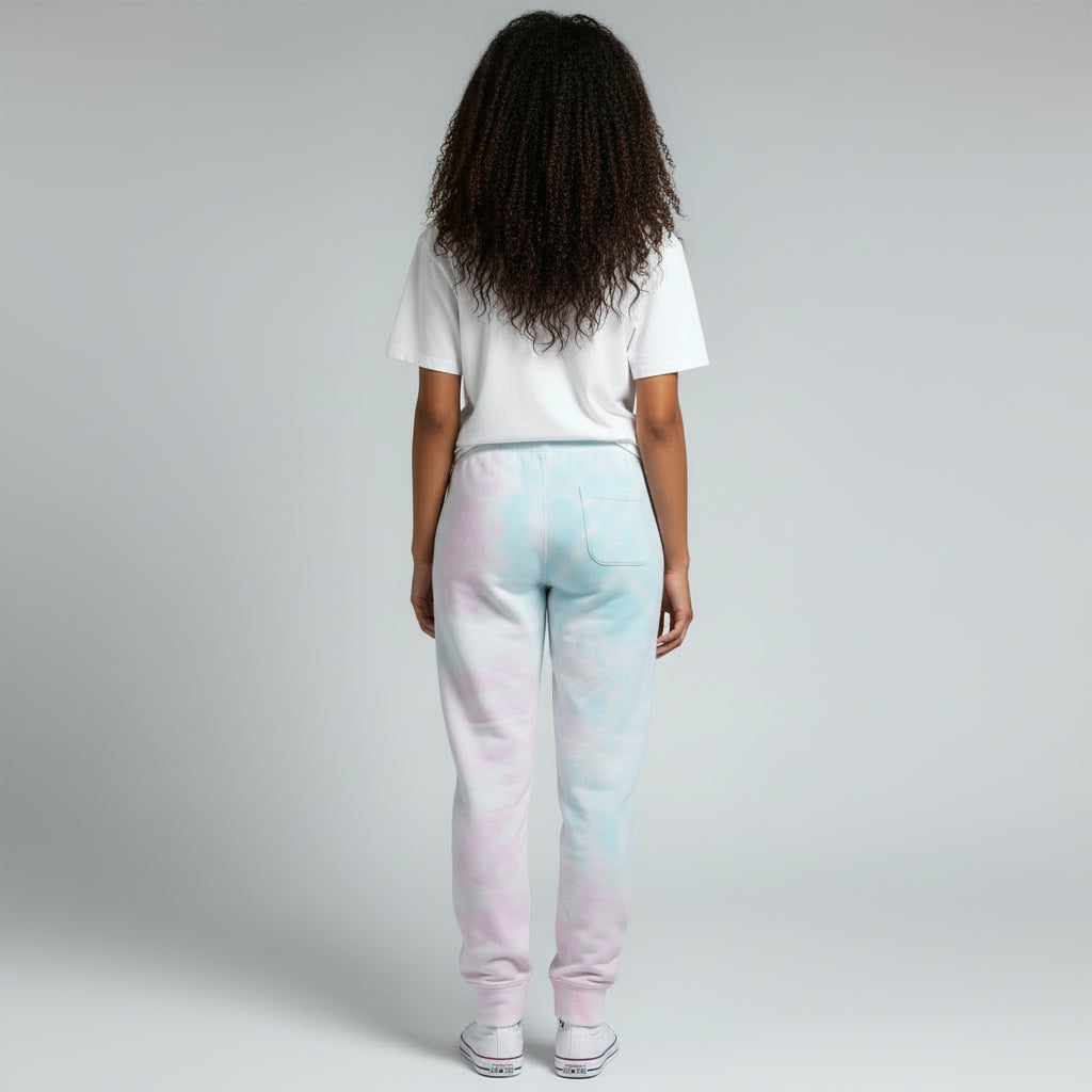 womens cotton candy tie dye fleece joggers