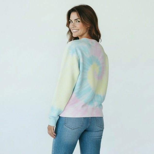 womens cotton candy tie dye long sleeve sweatshirt