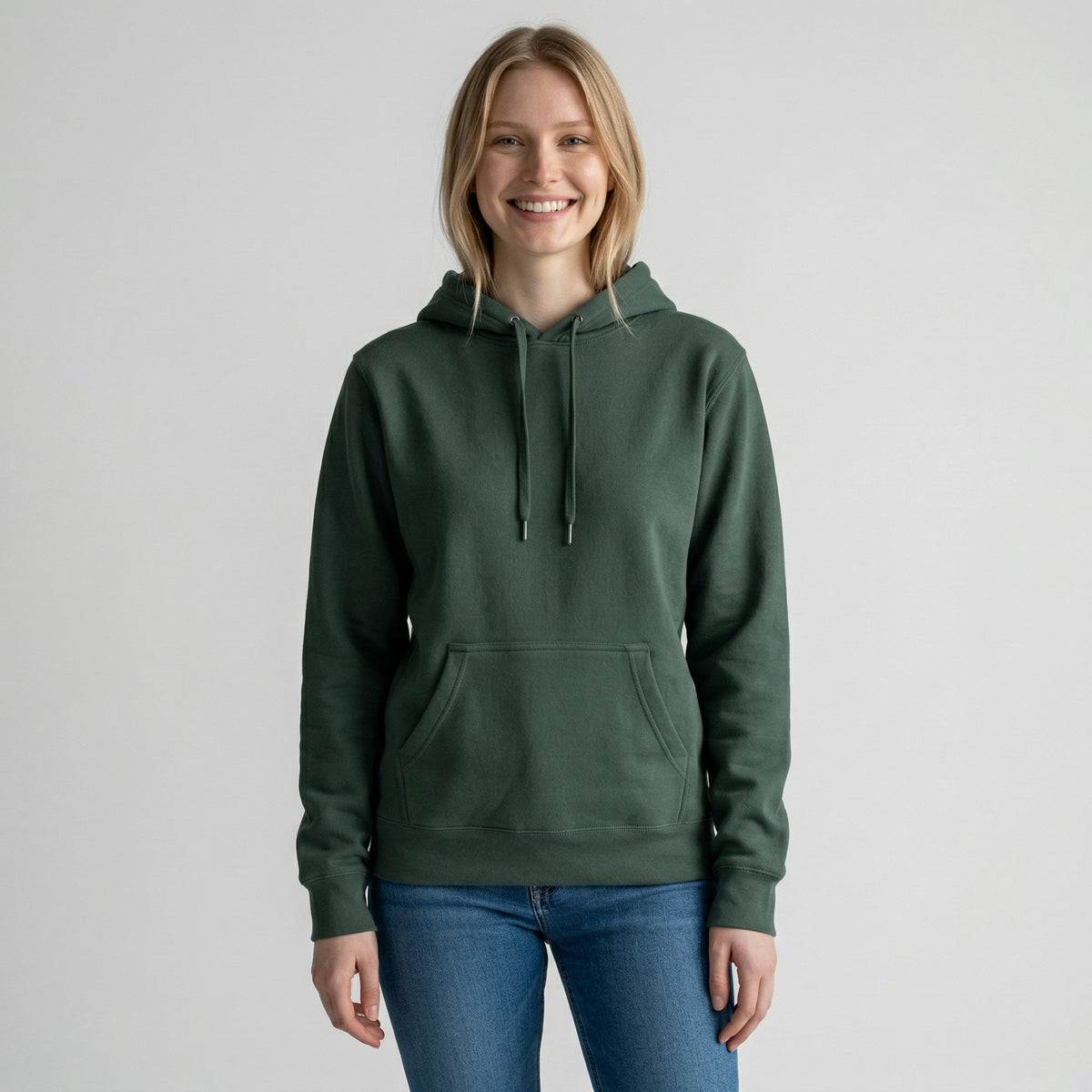 womens forest green heavyweight pullover hoodie