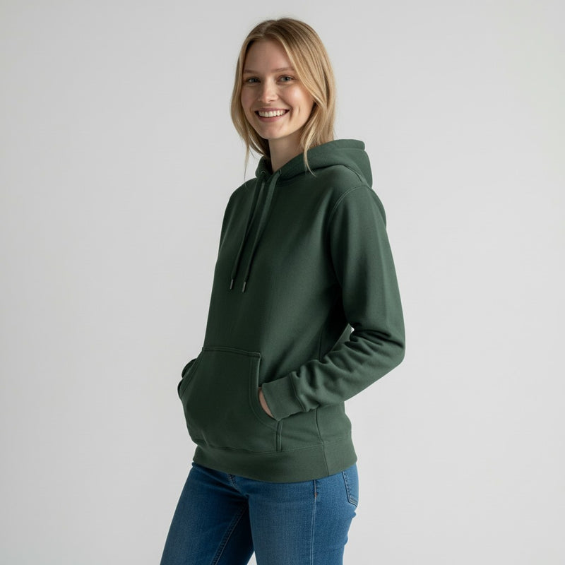 womens forest green heavyweight pullover hoodie