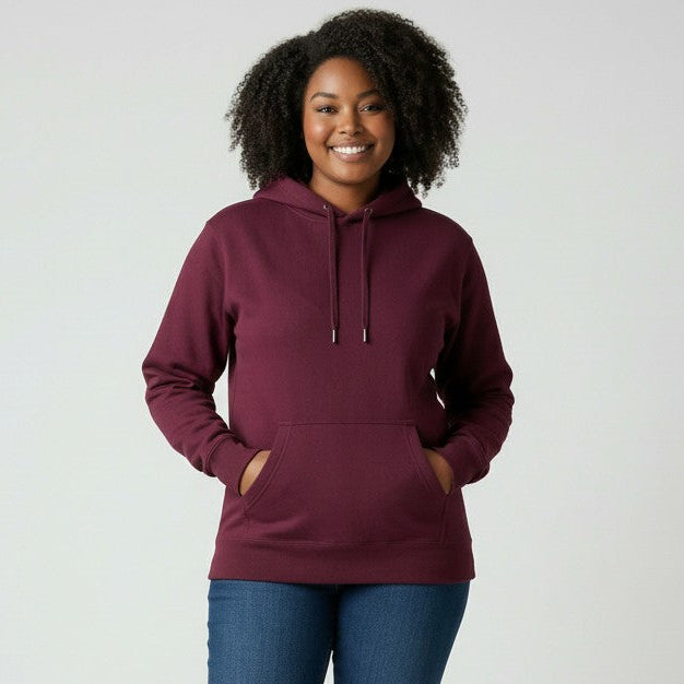 womens maroon heavyweight pullover hoodie