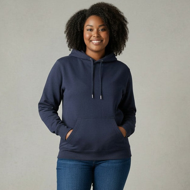 womens navy heavyweight pullover hoodie