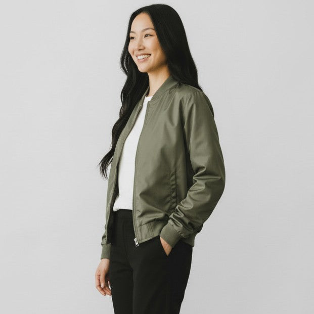 womens olive bomber jacket