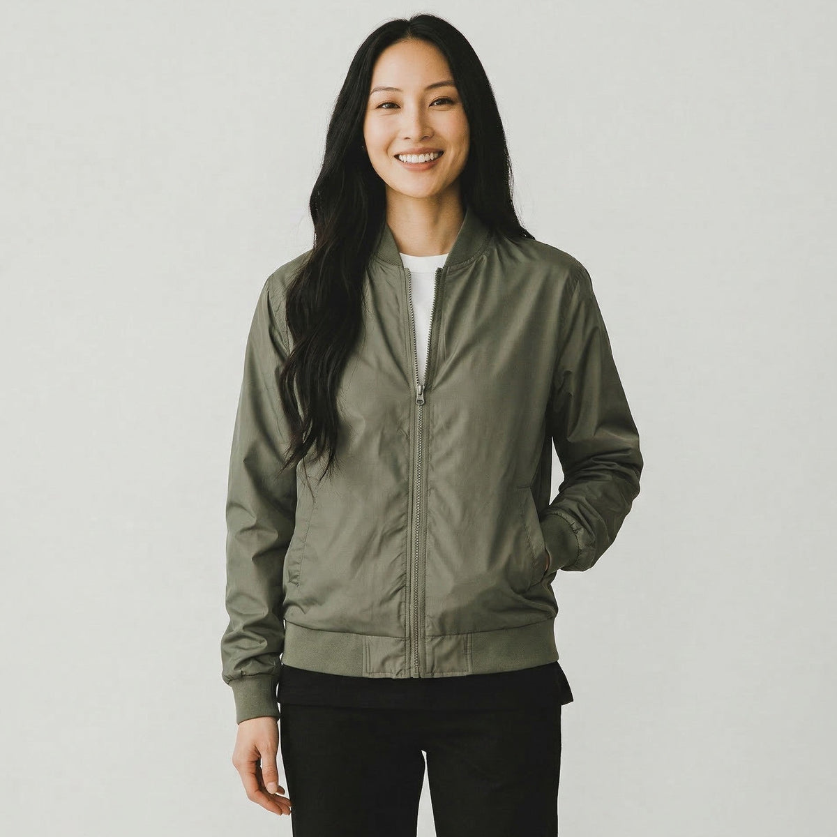 womens olive bomber jacket 