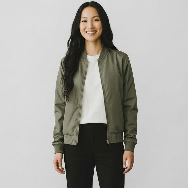 womens olive bomber jacket 
