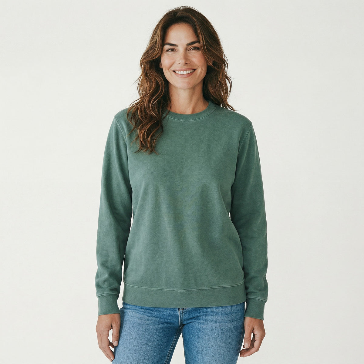 womens pigment dyed forest green sweatshirt