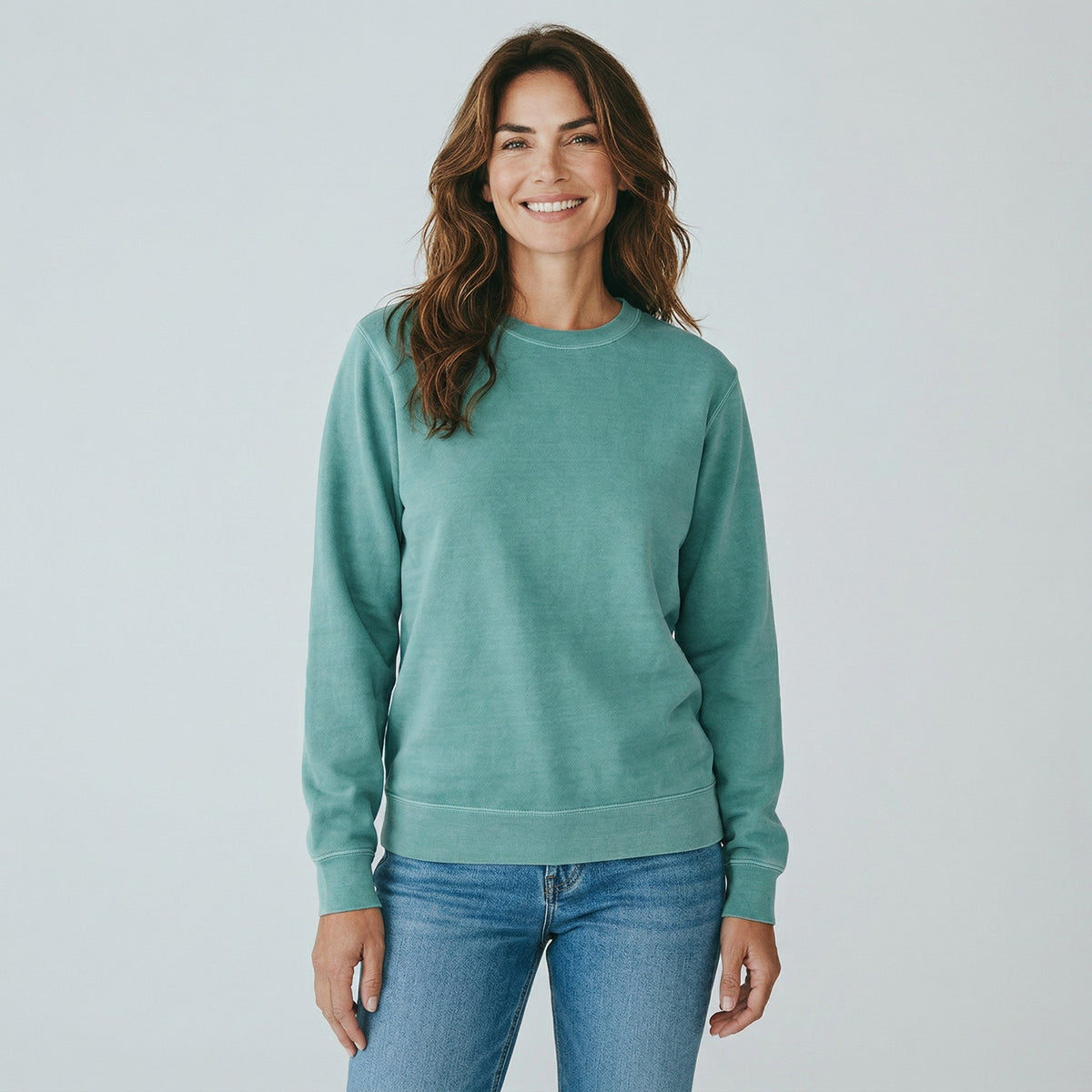 womens pigment dyed mint sweatshirt