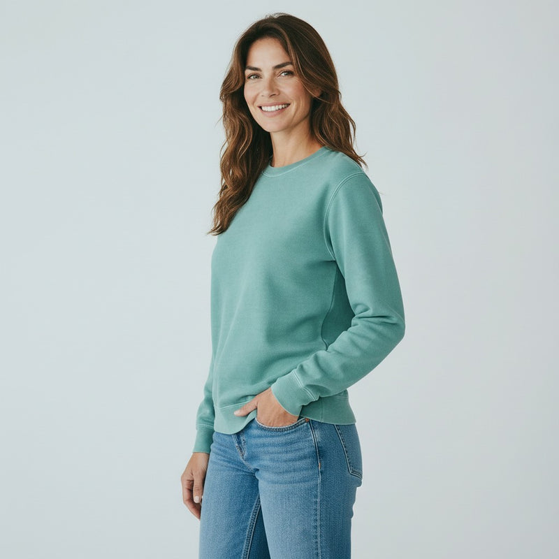 womens pigment dyed mint sweatshirt