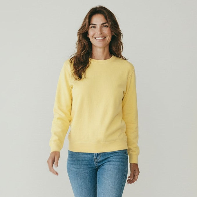 womens pigment dyed yellow sweatshirt