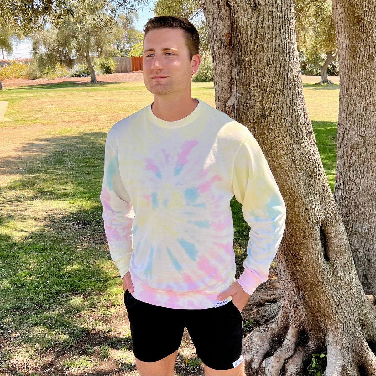 mens tie dye crew neck sweatshirt