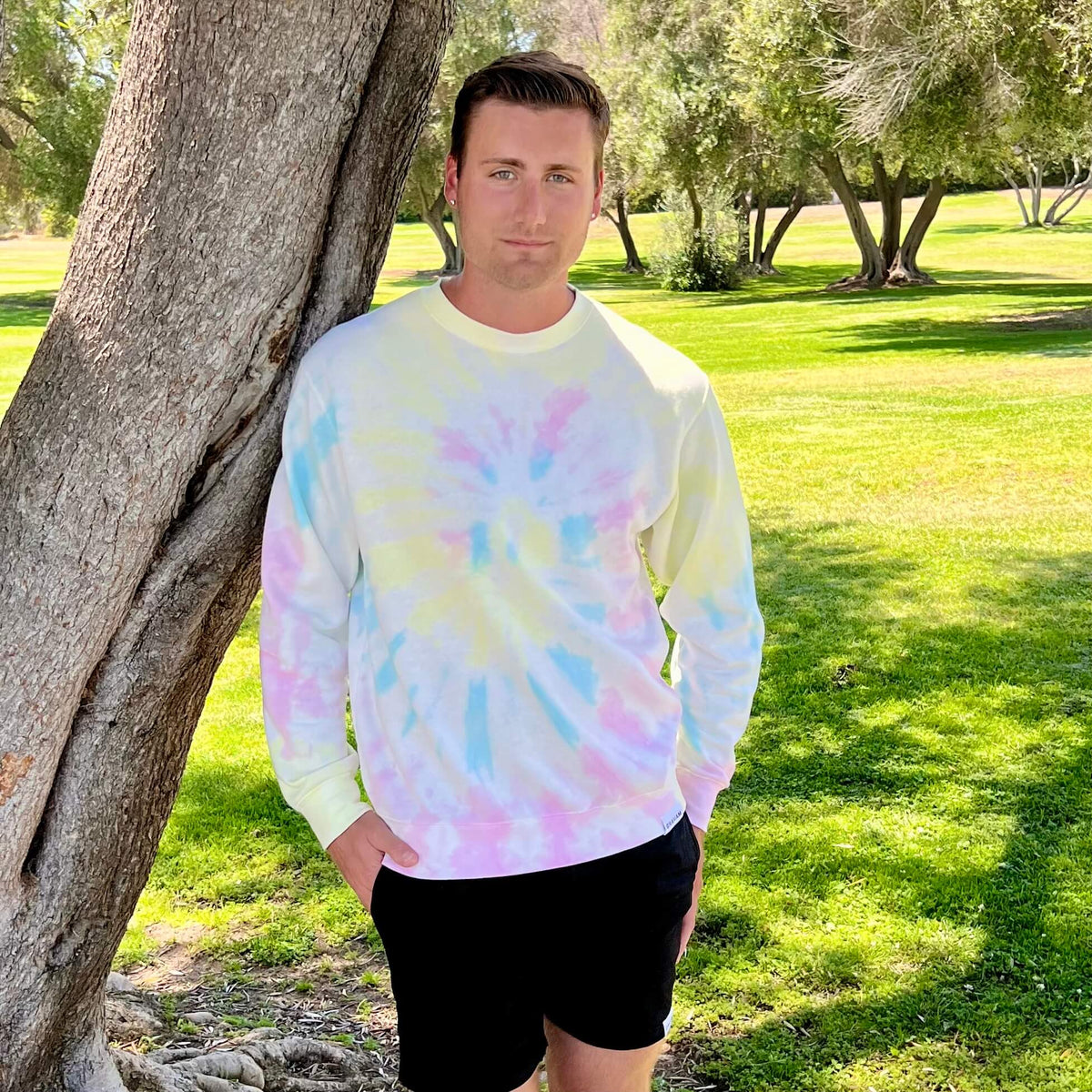 mens tie dye crew neck sweatshirt