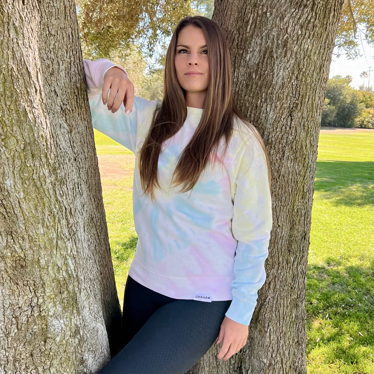 womens tie dye crew neck sweatshirt