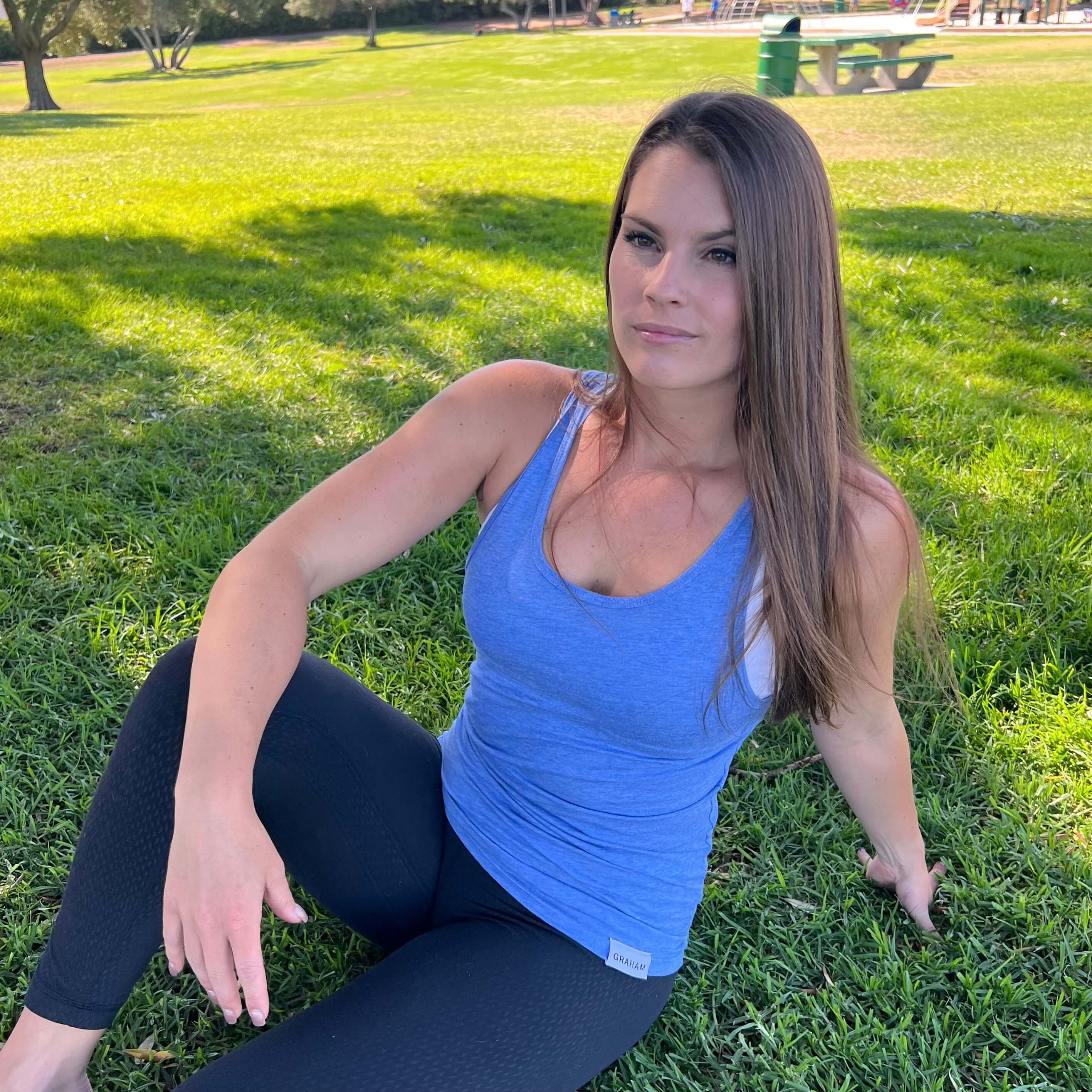 womens blue tank top