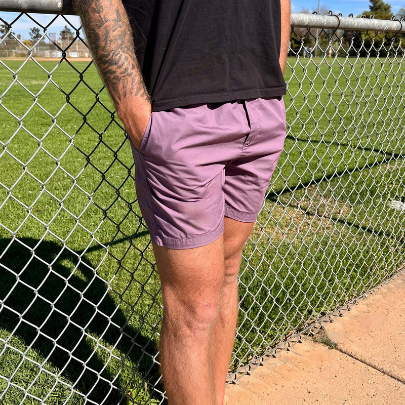 mens purple hoochie daddy shorts