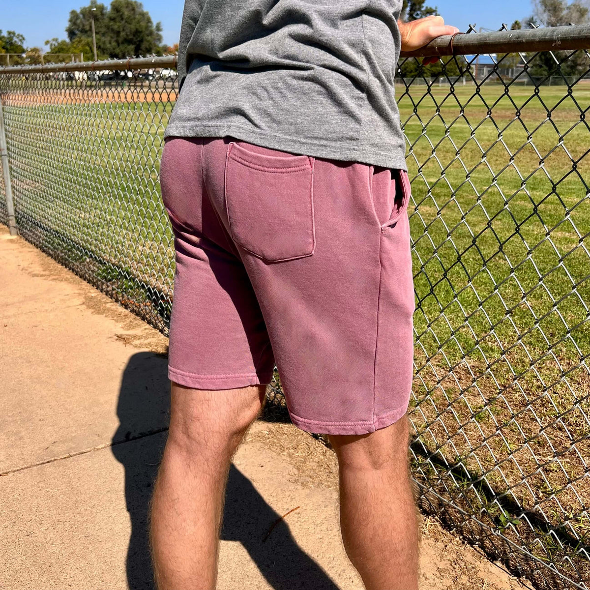 Mens maroon sweat shorts