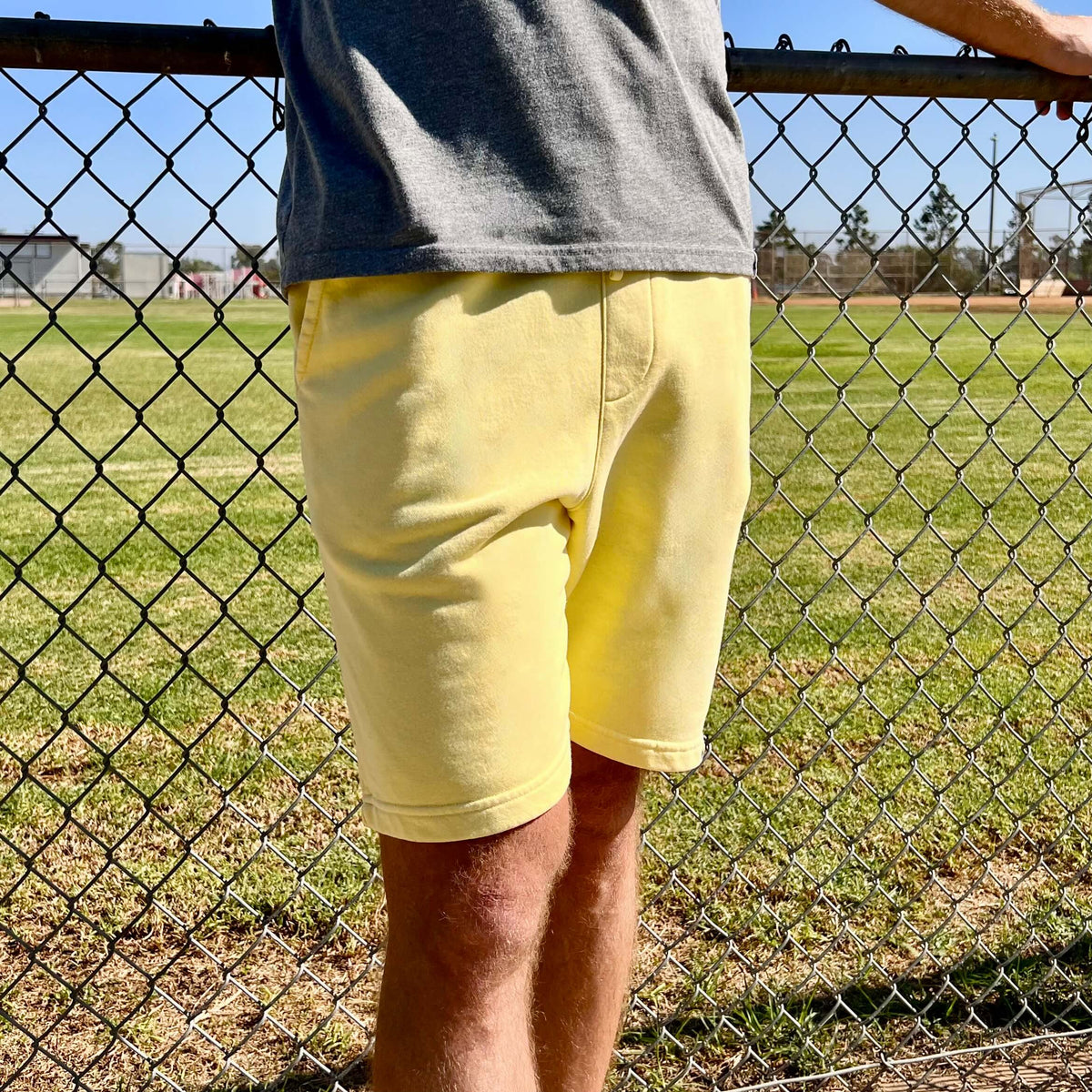 Mens yellow sweat shorts