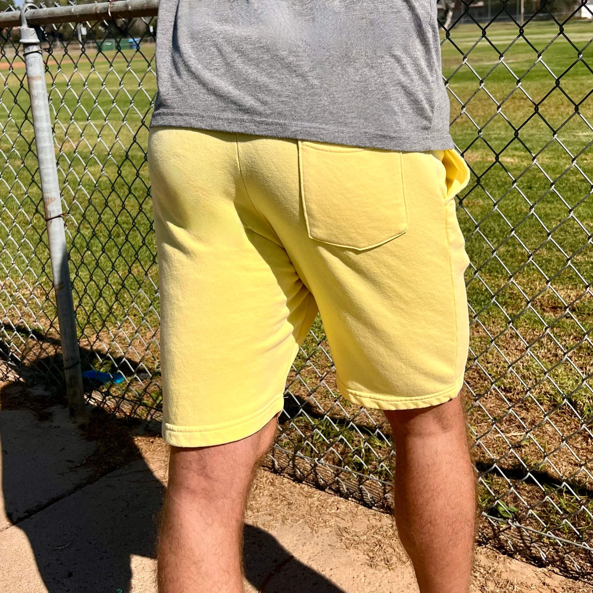 Mens yellow sweat shorts