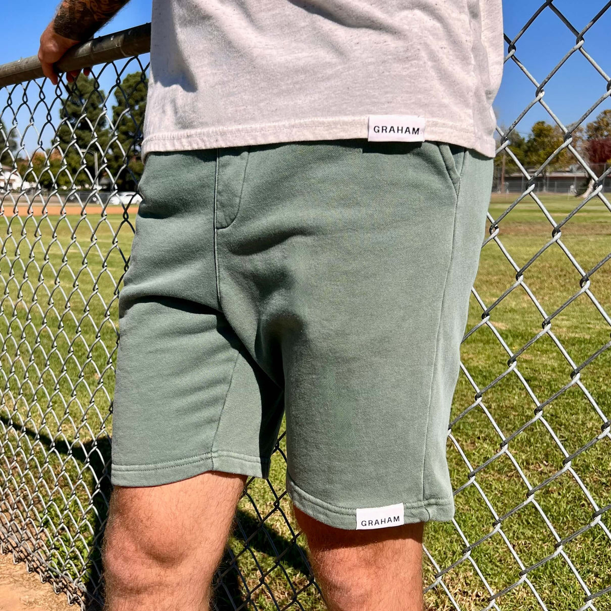 Mens green sweat shorts