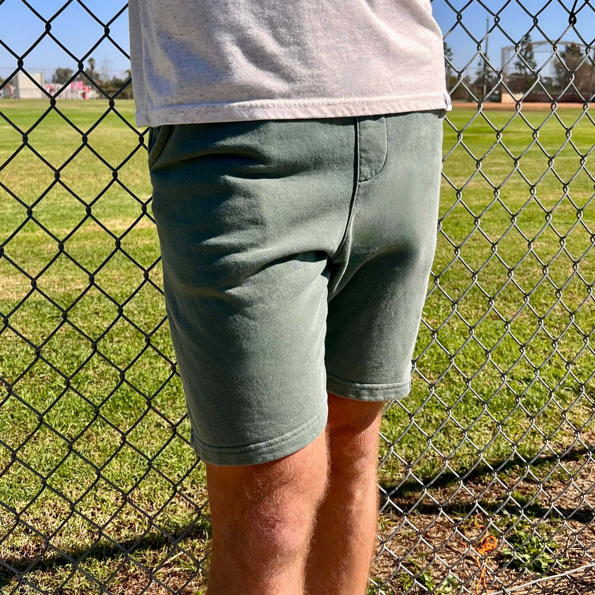 Mens green sweat shorts
