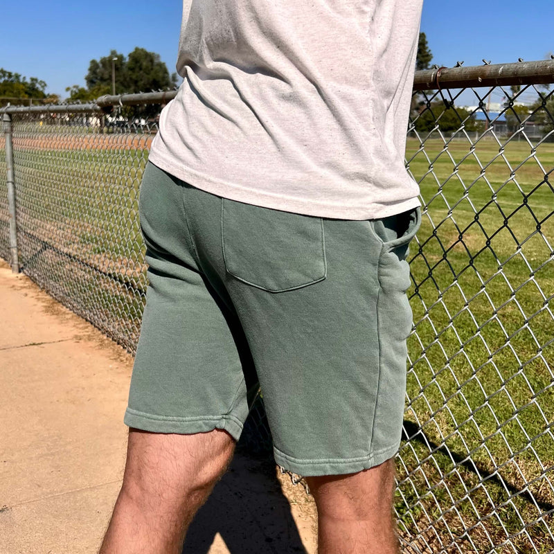 Mens green sweat shorts