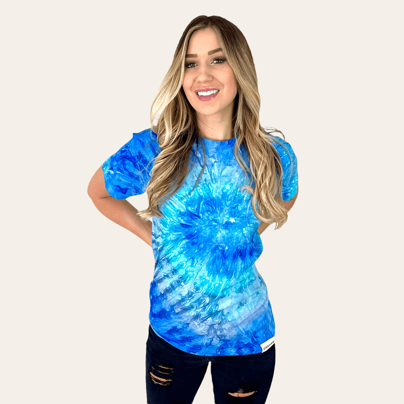 womens tie dye crew neck t-shirt
