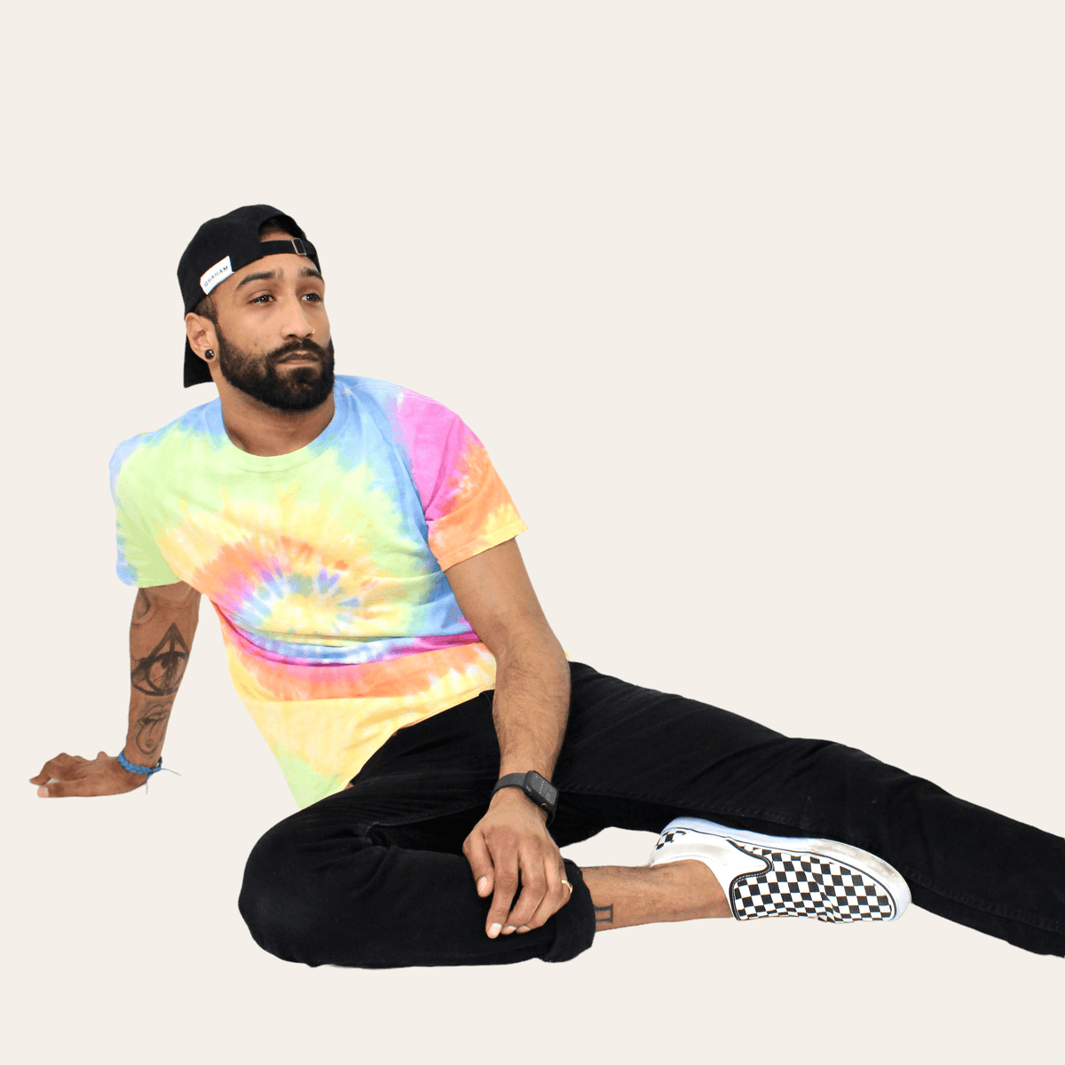 mens tie dye crew neck t-shirt