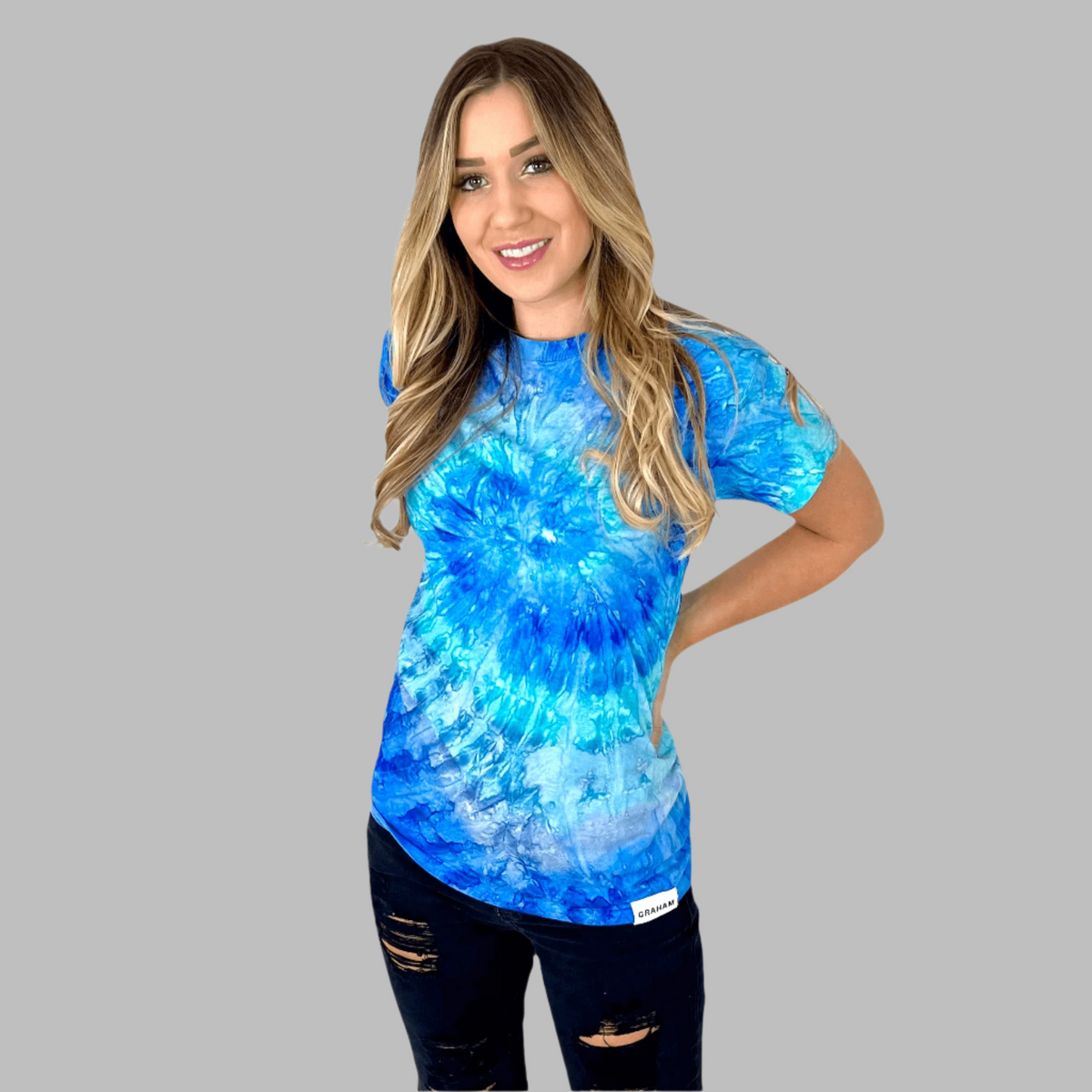 womens tie dye crew neck t-shirt