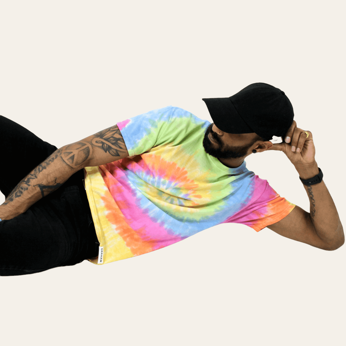 mens tie dye crew neck t-shirt