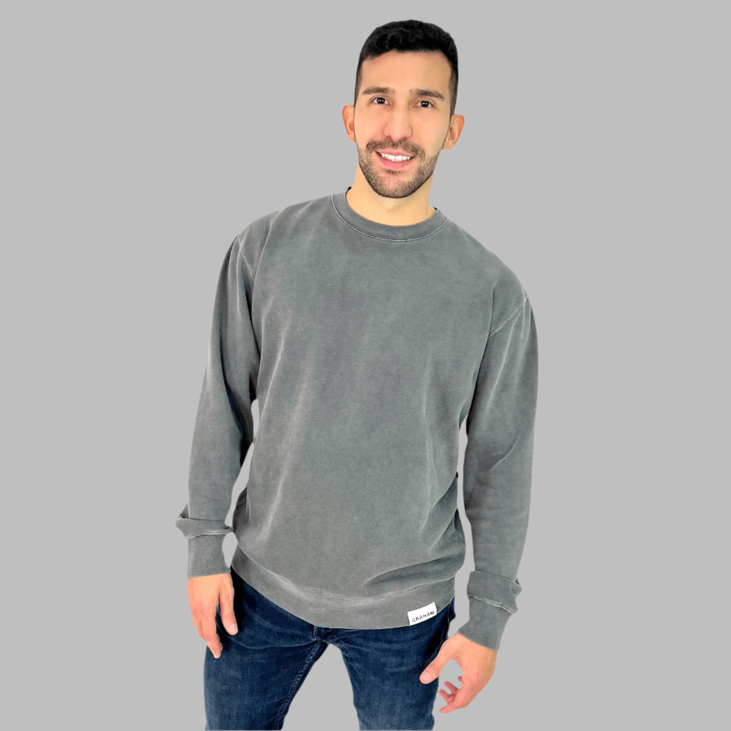 Charcoal grey crew neck sweatshirt best sale