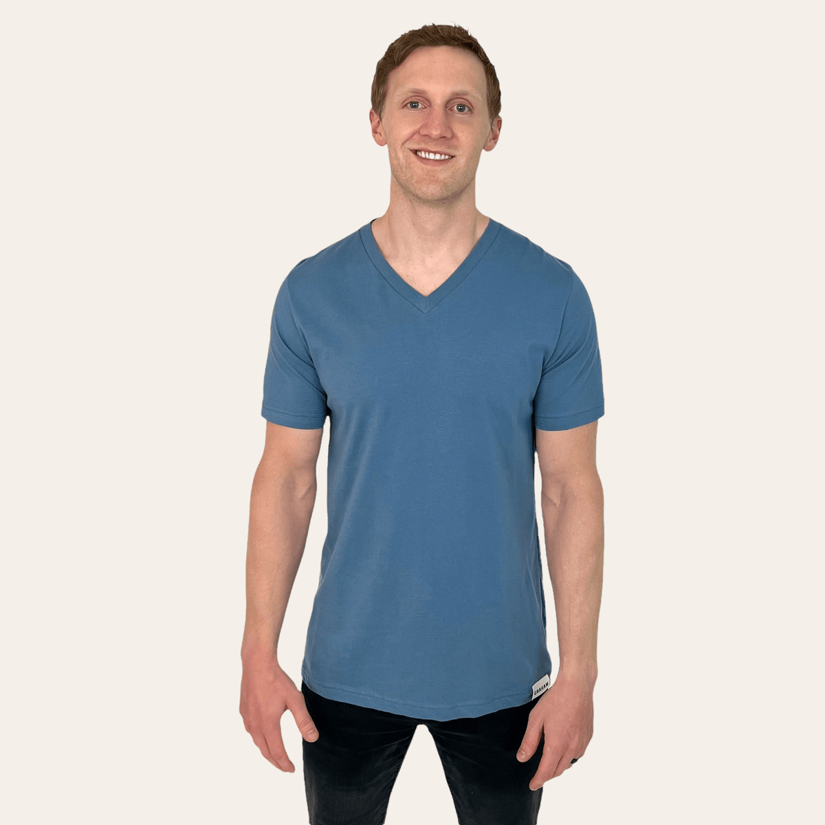 mens blue v-neck t-shirt