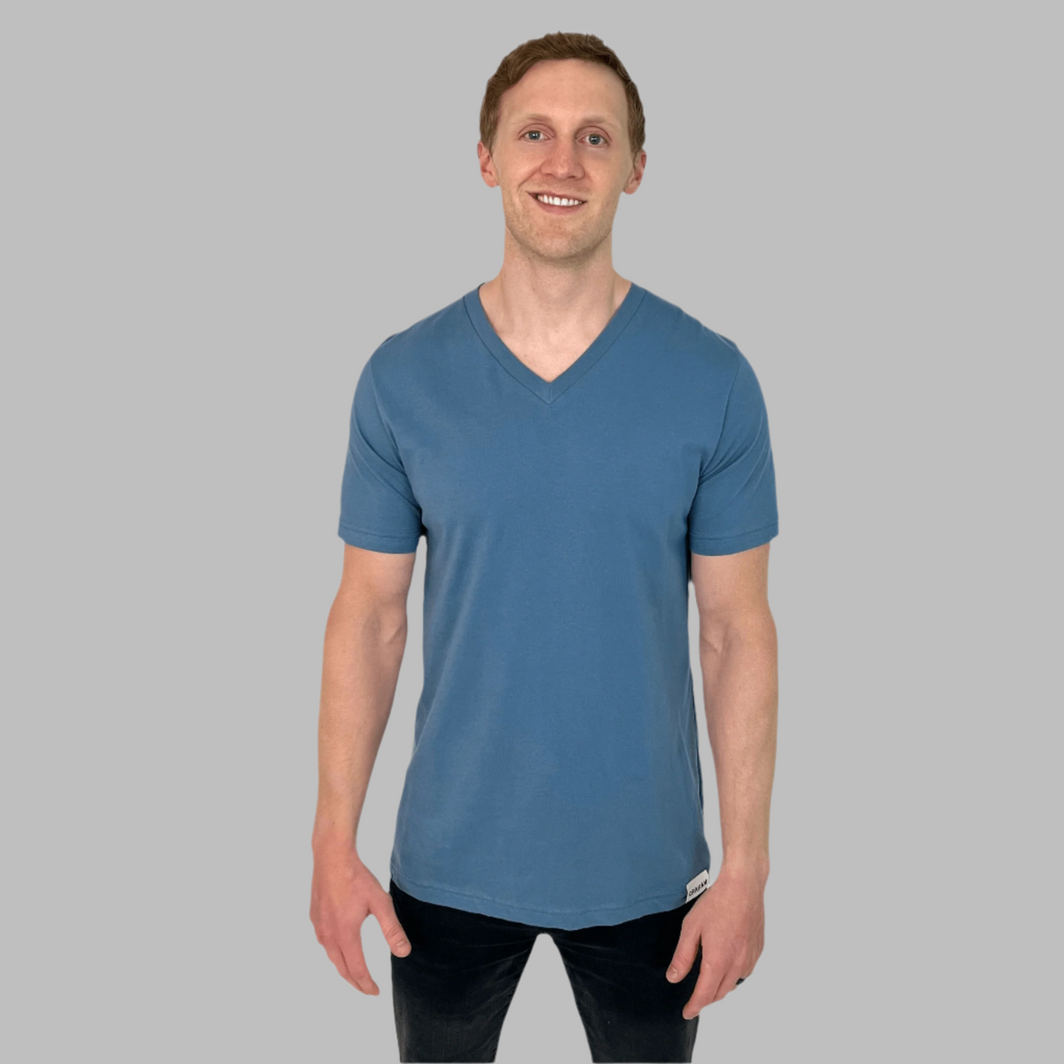 mens blue v-neck t-shirt