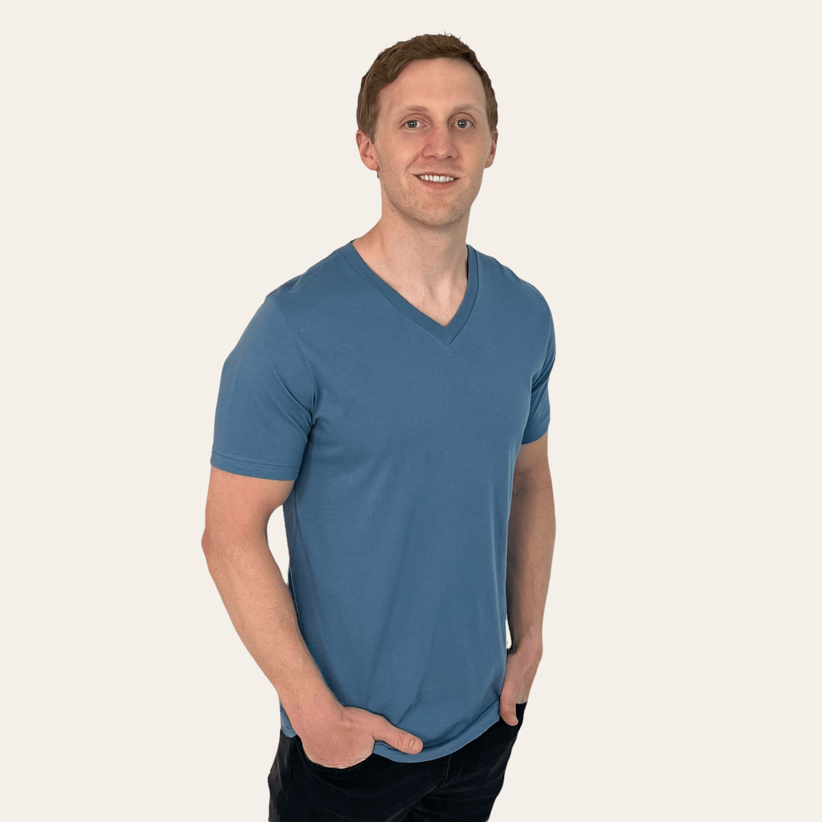 mens blue v-neck t-shirt