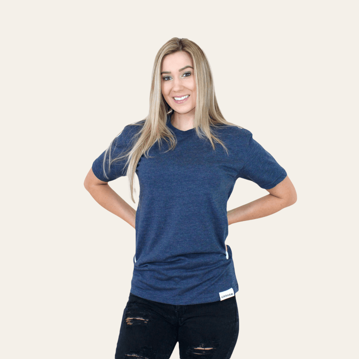 womens navy crew neck t-shirt