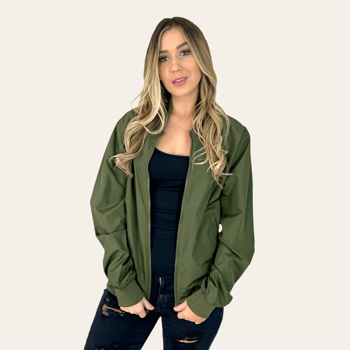womens green bomber jacket 