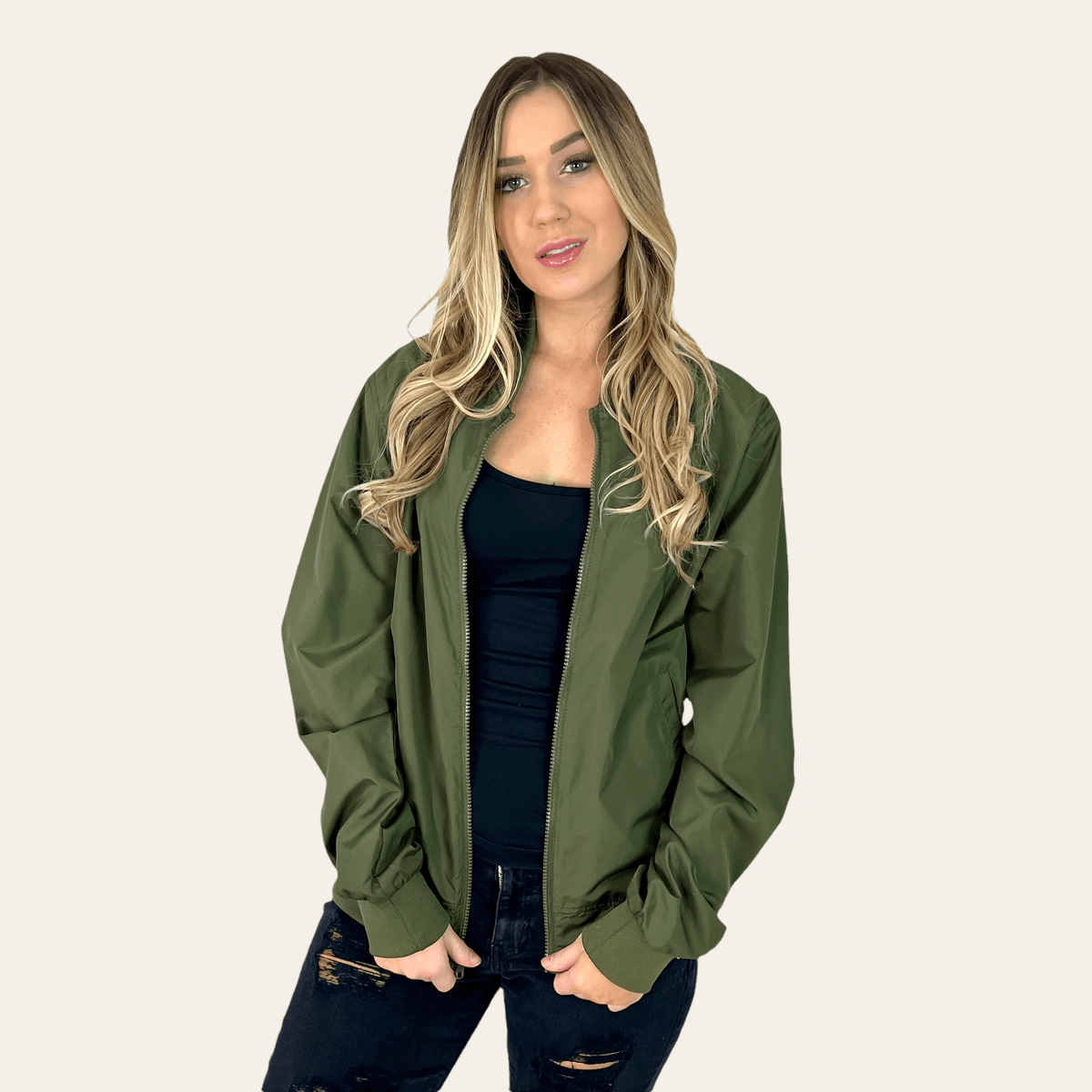 Army green 2025 bomber jacket womens