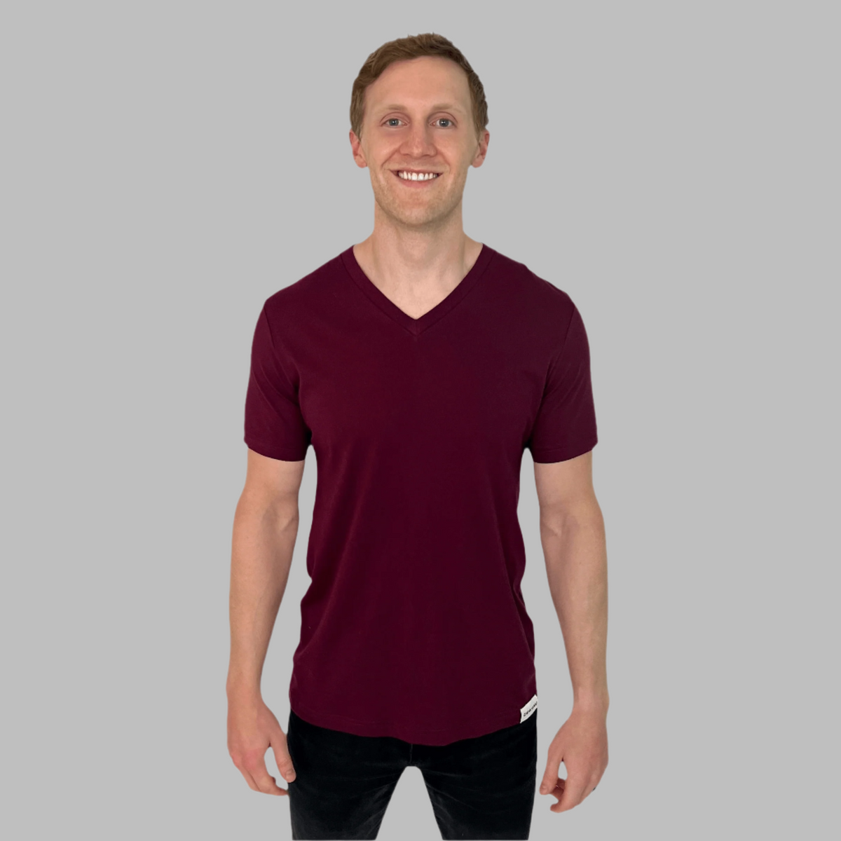 mens maroon v-neck t-shirt