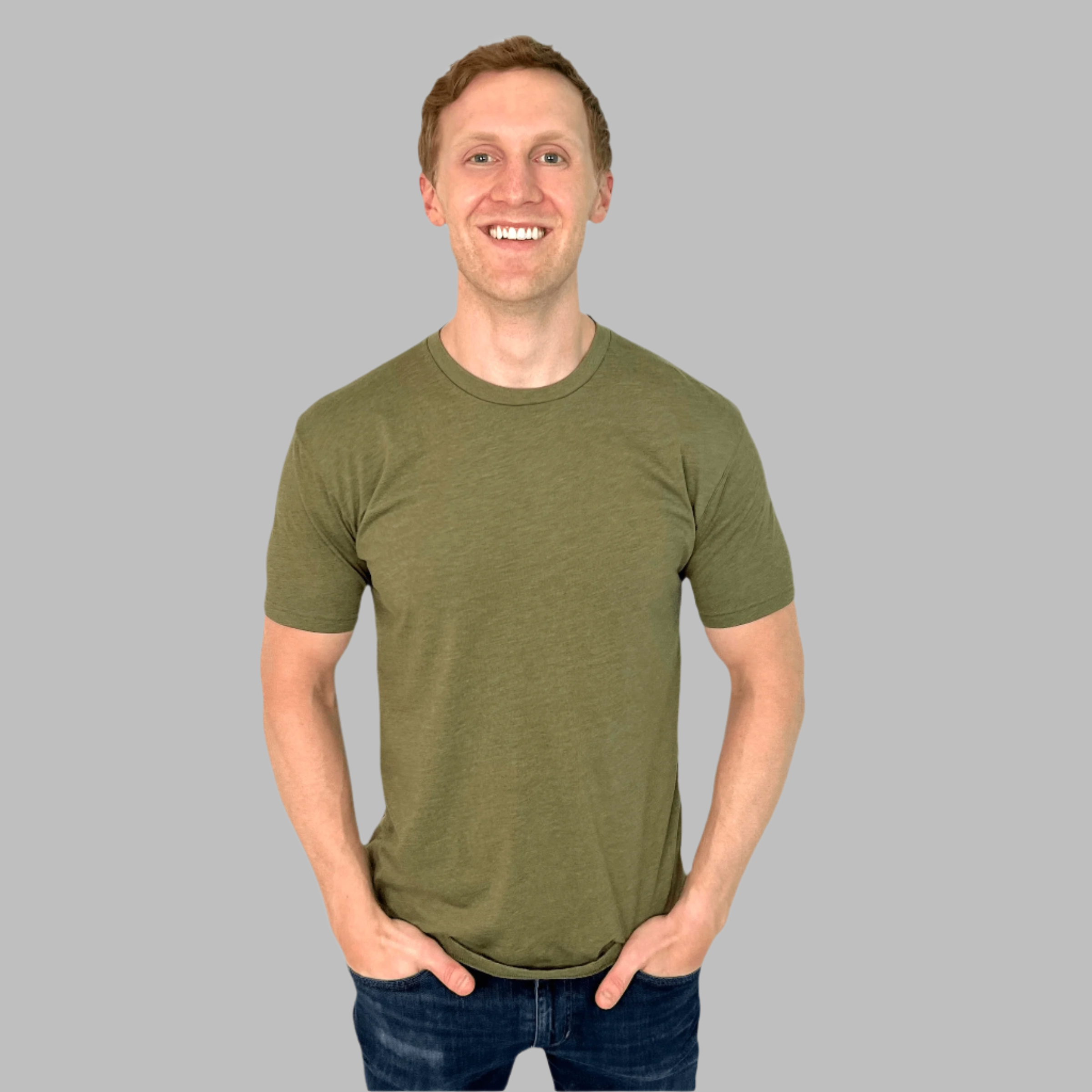 Military Green Soft and Breathable Men s Everyday Crew Neck T