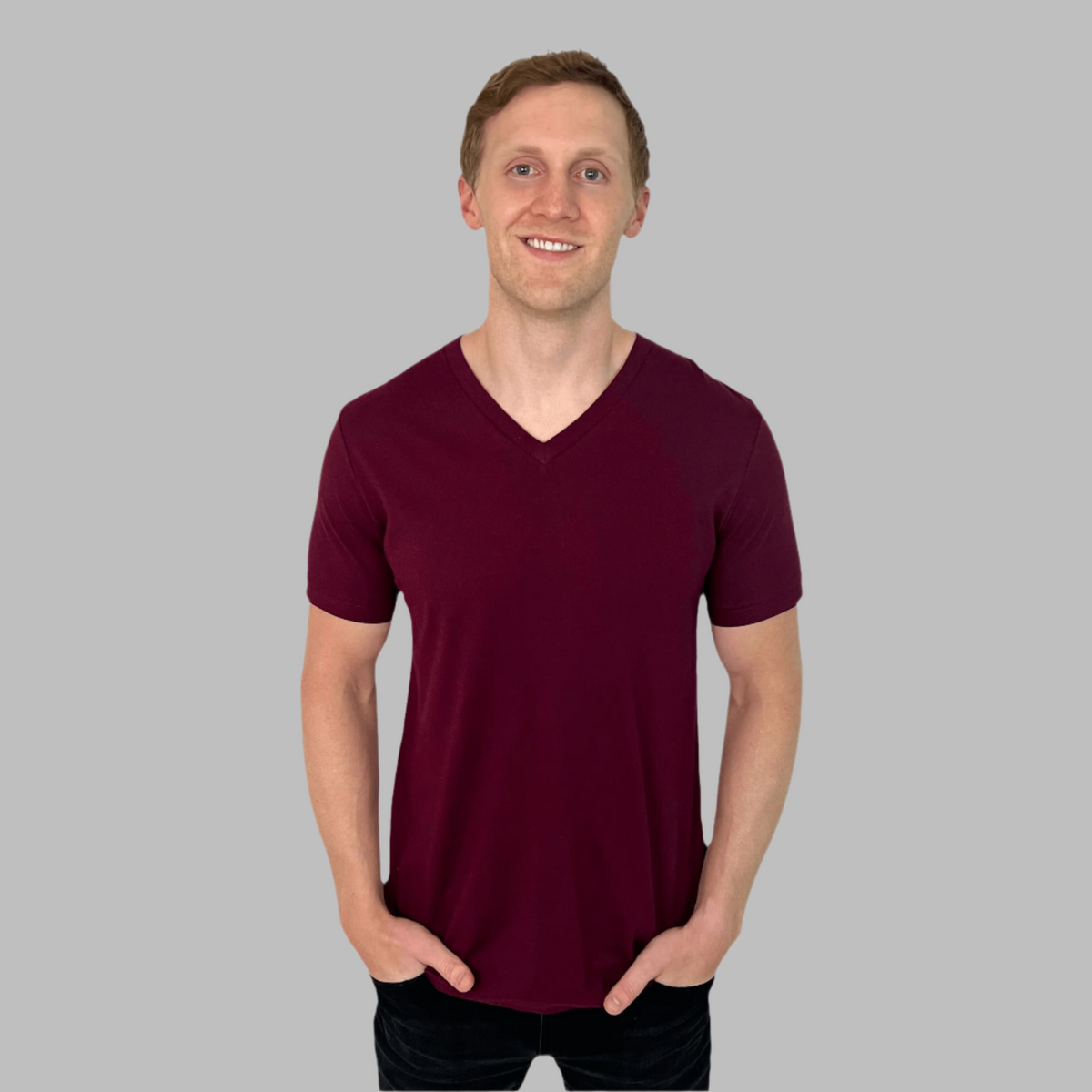 Maroon v on sale neck t shirt