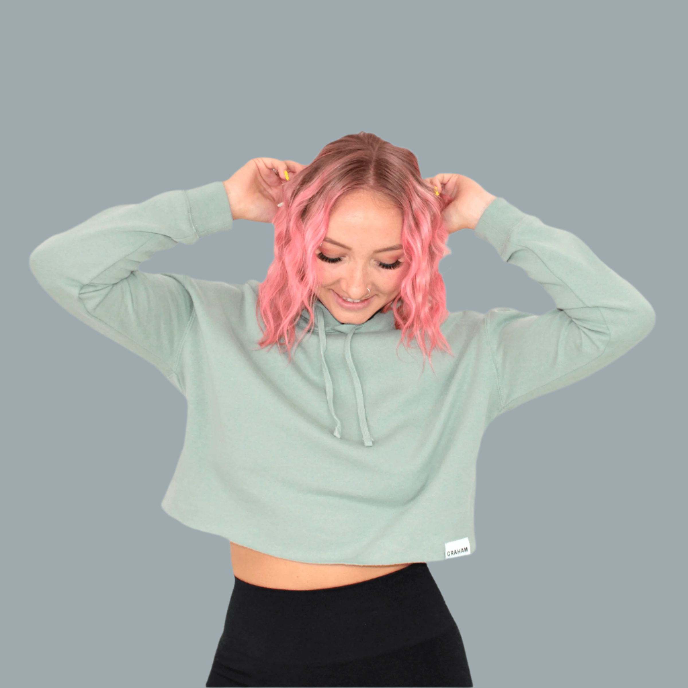 Green Athleisure Crop Hoodie from Clothes By Graham Clothes by
