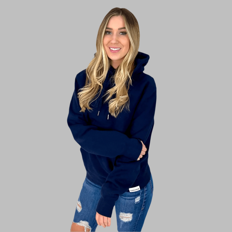 womens navy hoodie