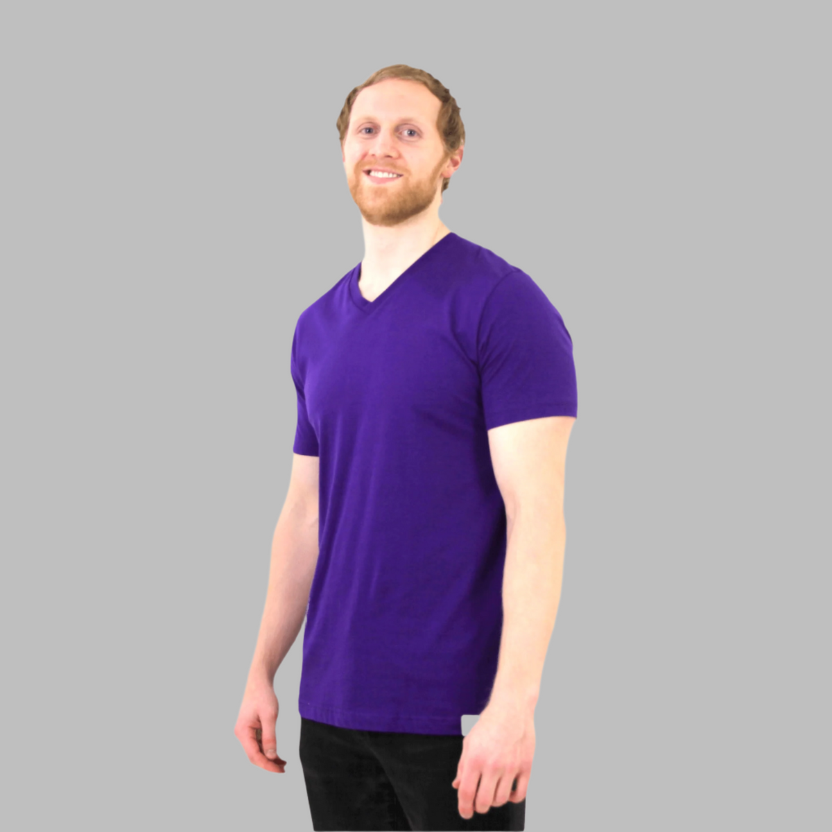 mens purple v-neck t-shirt