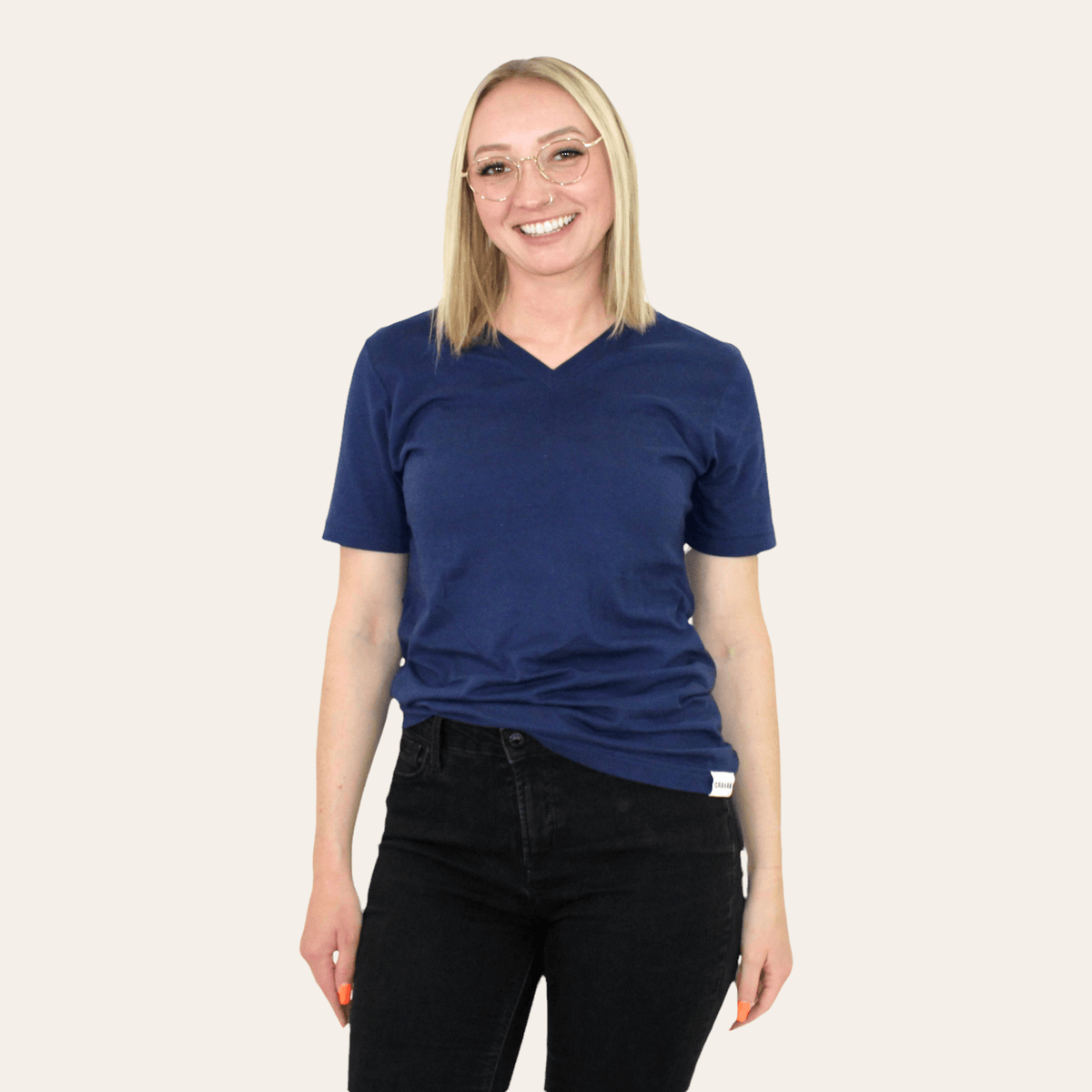 womens navy v-neck t-shirt