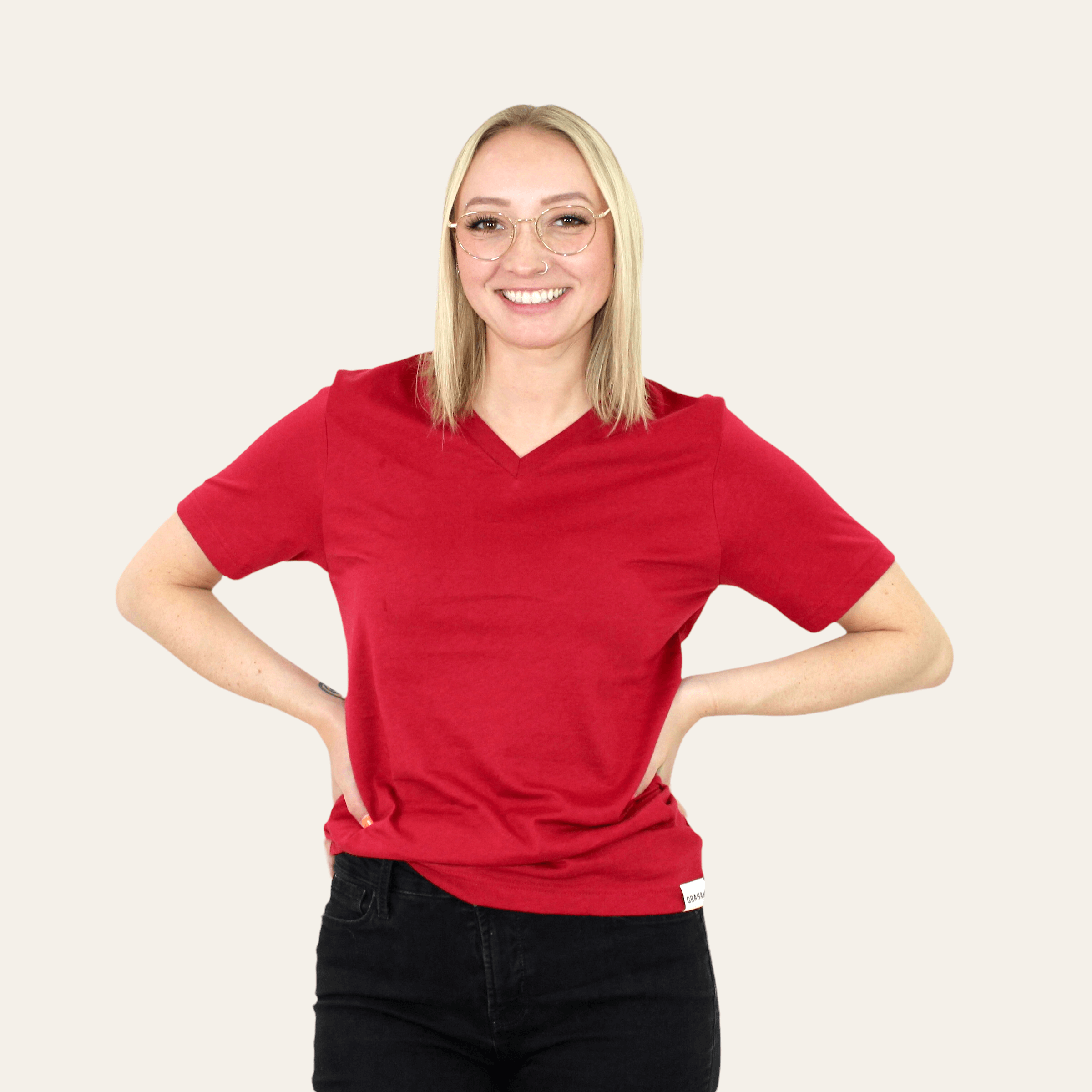 Red Soft Women's VNeck TShirt from Clothes By Graham Clothes by Graham