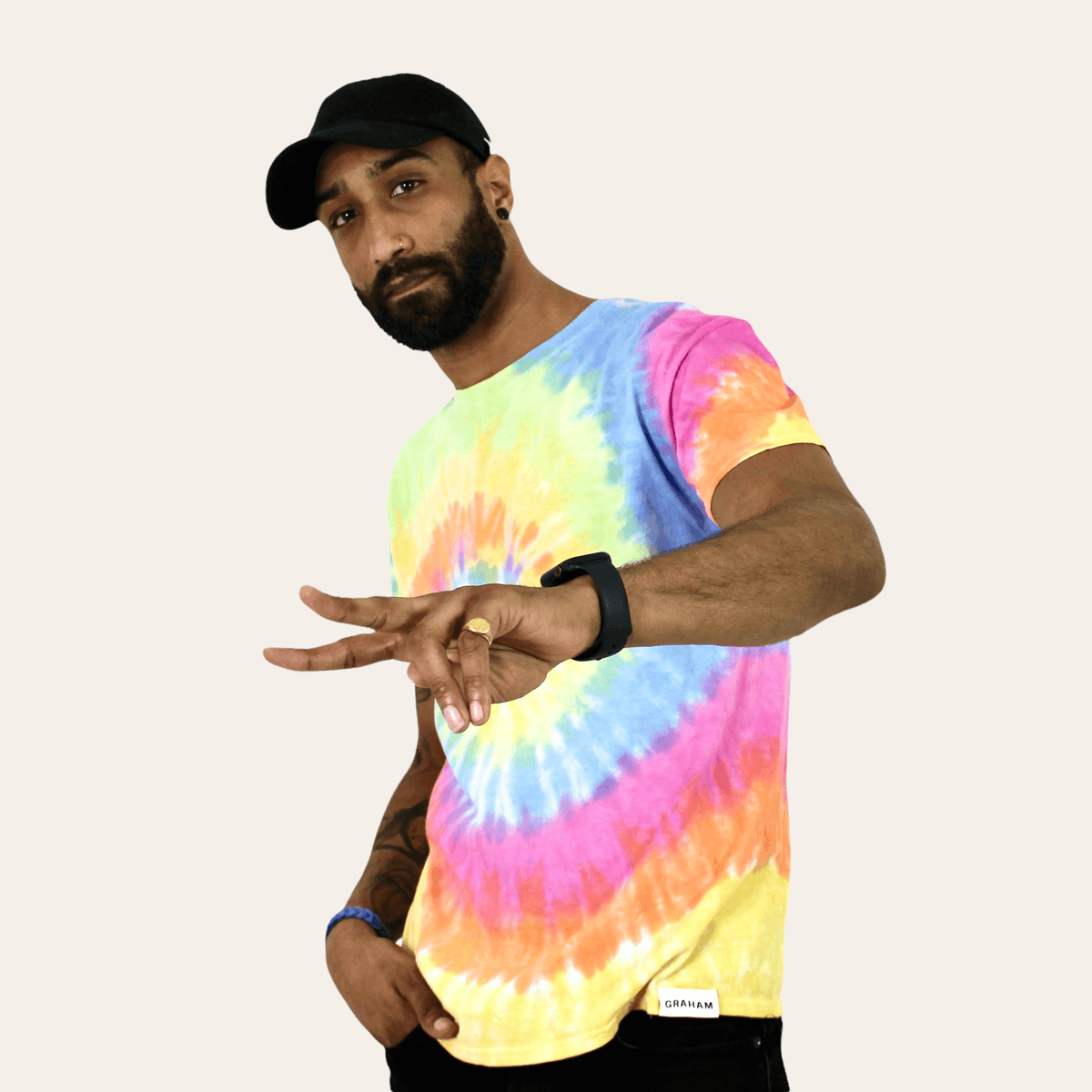 mens tie dye crew neck t-shirt