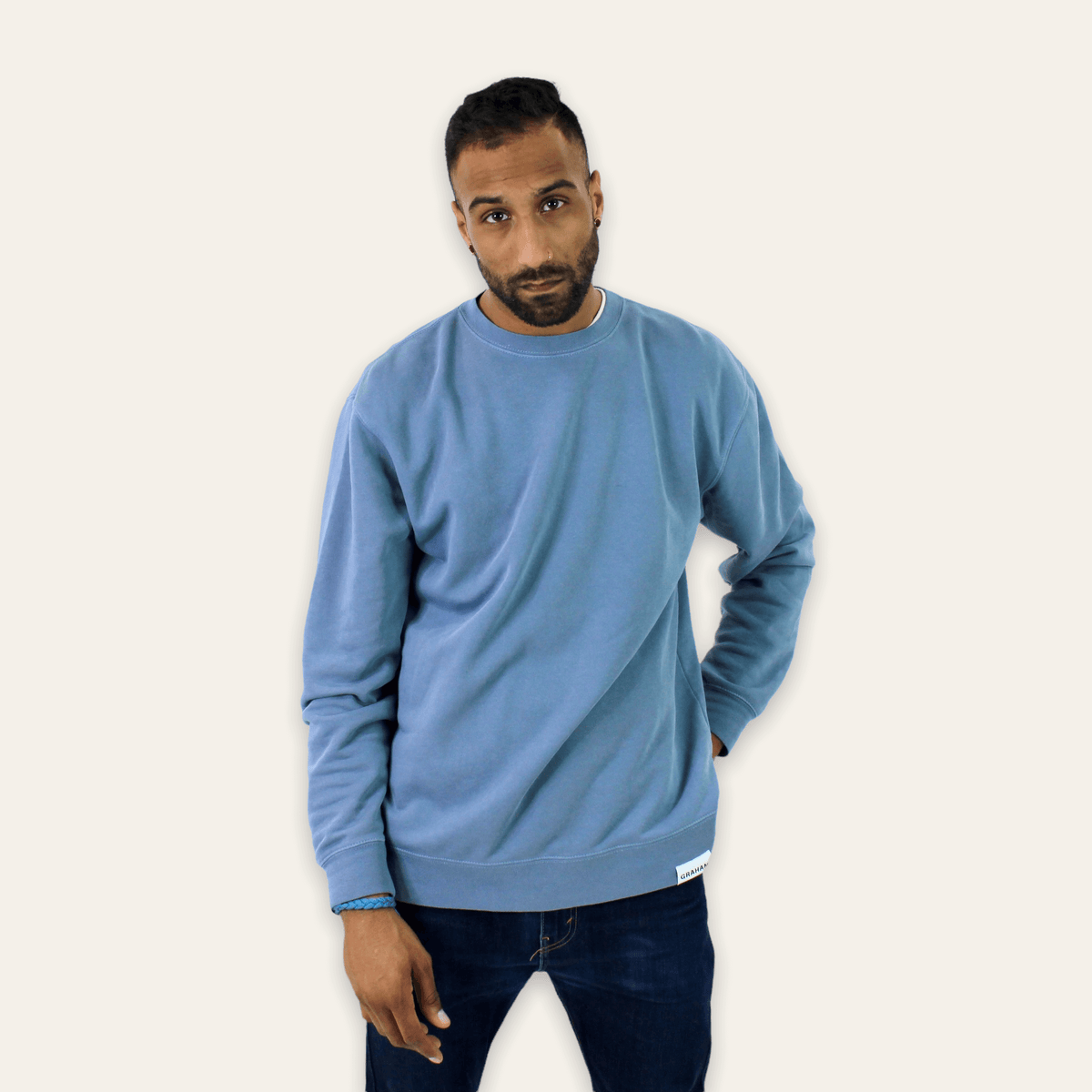 mens blue crewneck sweatshirt