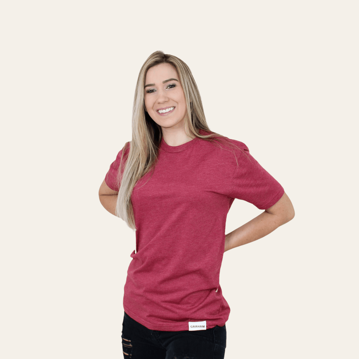 womens red crew neck t-shirt