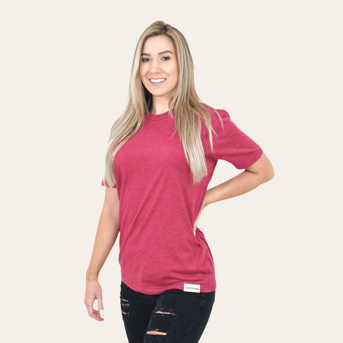 womens red crew neck t-shirt